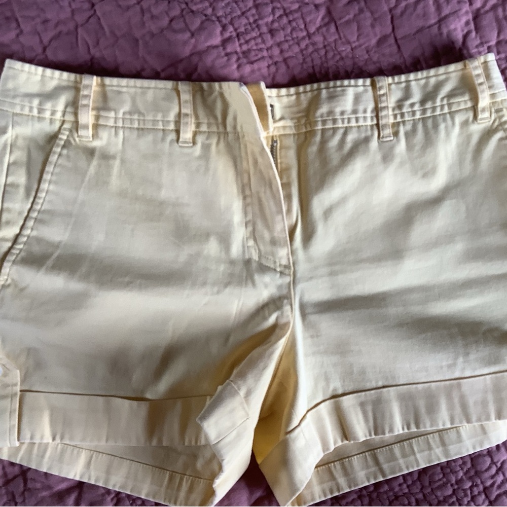 Women’s Yellow Cotton Blend Casual Shorts